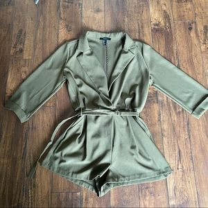 Olive Green Blazer Romper ft. shorts